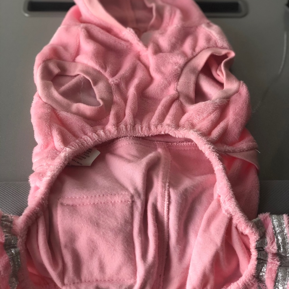 Dog pink sweater, size S-M, silver crown design